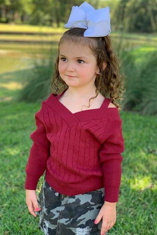 MAROON COLD SHOULDER TOP
