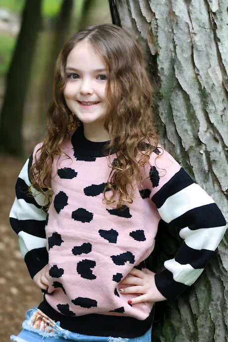 GIRLS PINK KNIT SWEATER