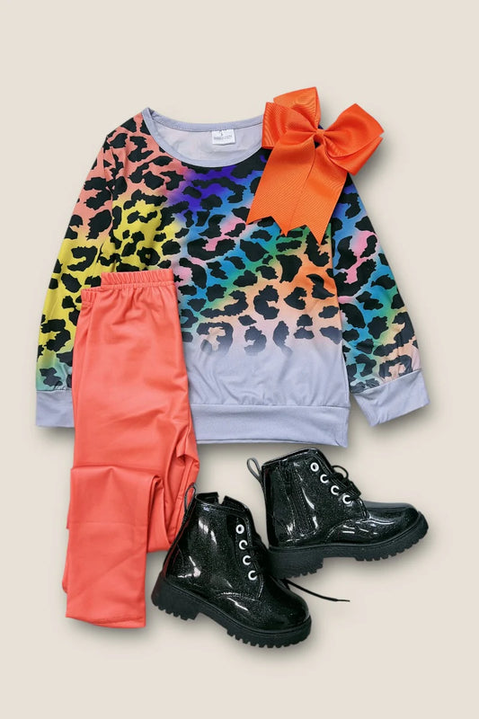 Tie dye animal printed long sleeve top